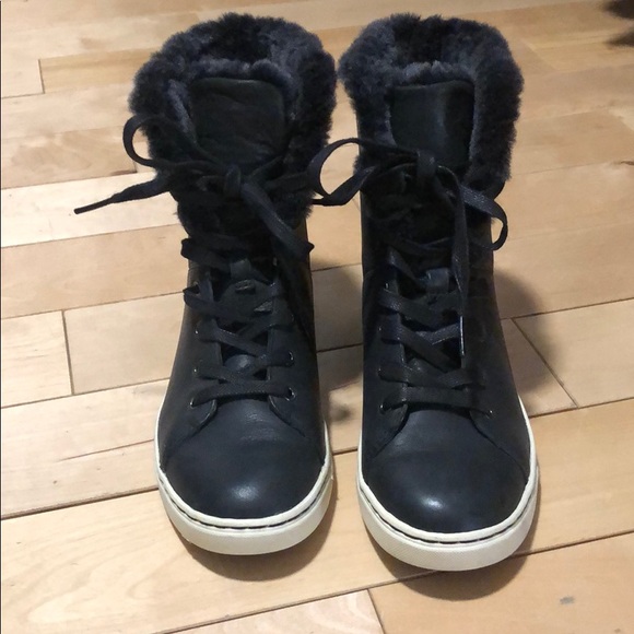 UGG Shoes - Black Ugg Lace Front Sneaker Boots
